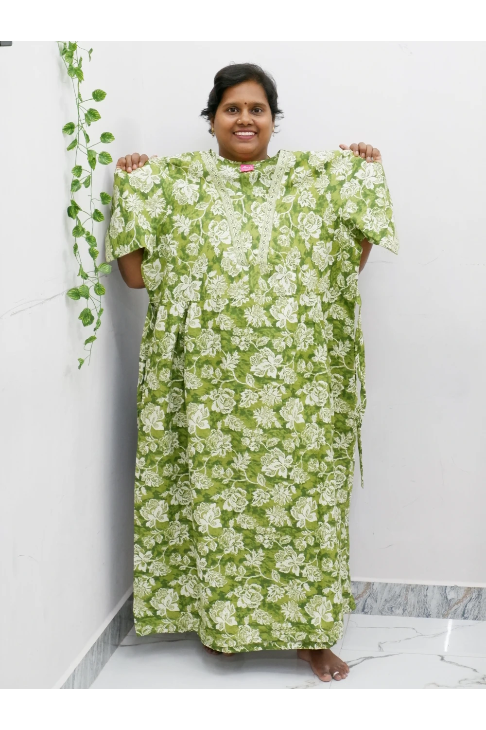 Premium V-Neck Cotton Frock for Women – Breathable & Skin-Friendly