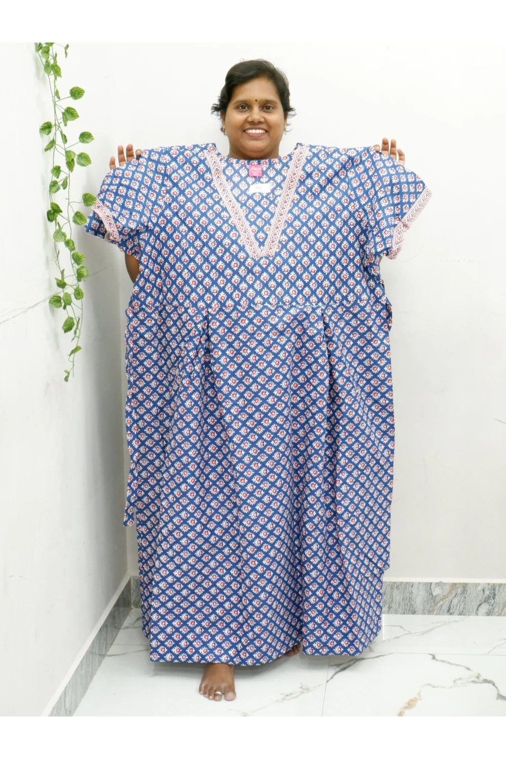 Premium V-Neck Cotton Frock for Women – Breathable & Skin-Friendly