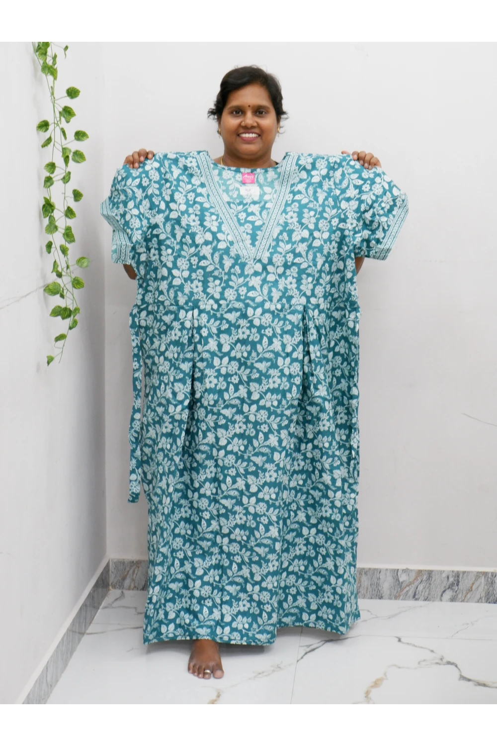 Premium V-Neck Cotton Frock for Women – Breathable & Skin-Friendly