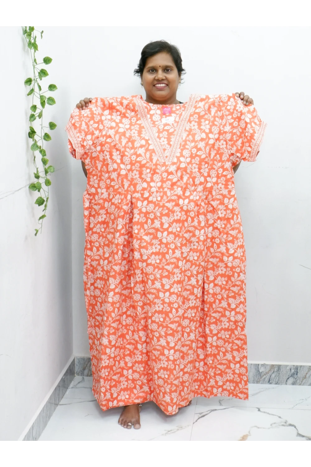 Premium V-Neck Cotton Frock for Women – Breathable & Skin-Friendly