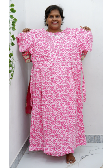 Premium V-Neck Cotton Frock for Women – Breathable & Skin-Friendly