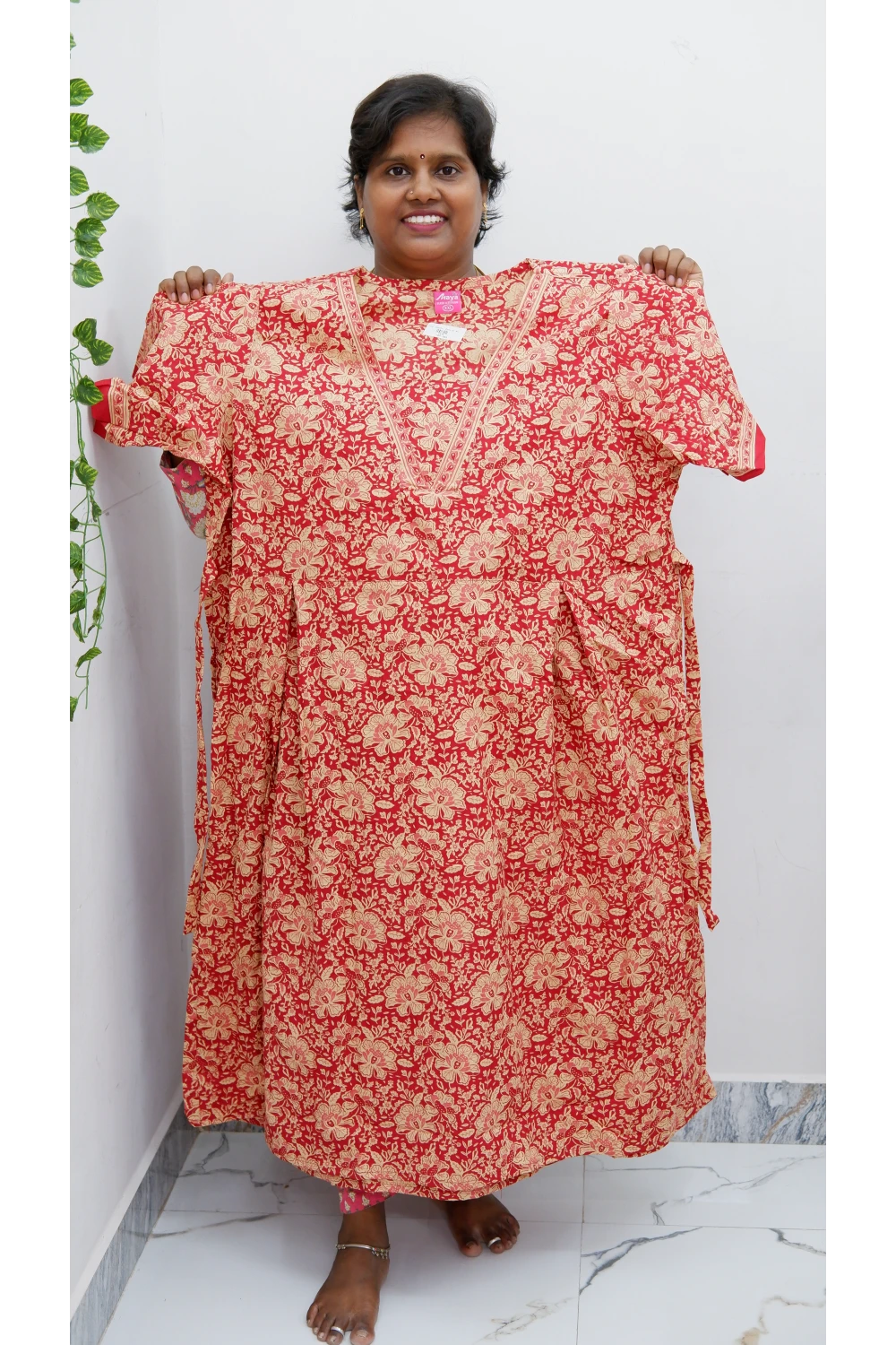 Premium V-Neck Cotton Frock for Women – Breathable & Skin-Friendly