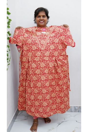 Premium V-Neck Cotton Frock for Women – Breathable & Skin-Friendly