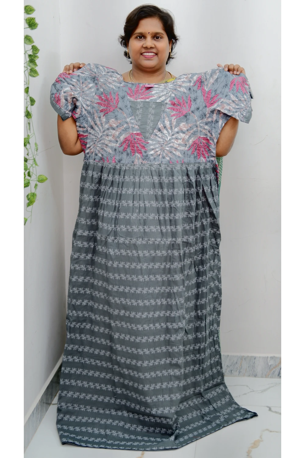 Premium V-Neck Cotton Frock for Women – Breathable & Skin-Friendly
