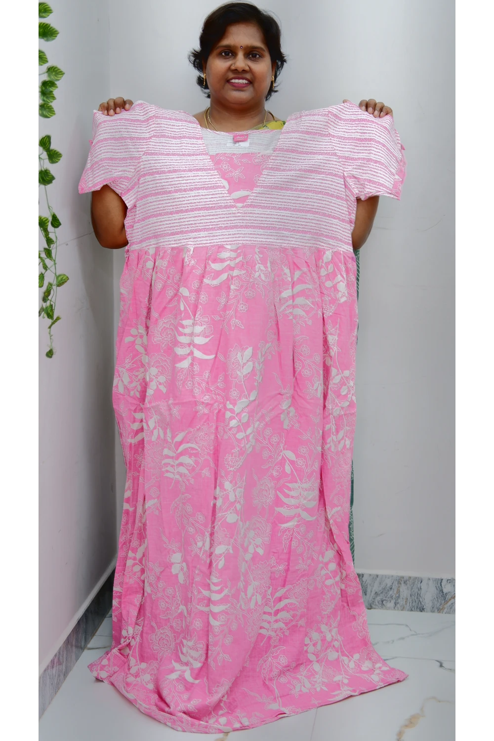 Premium V-Neck Cotton Frock for Women – Breathable & Skin-Friendly