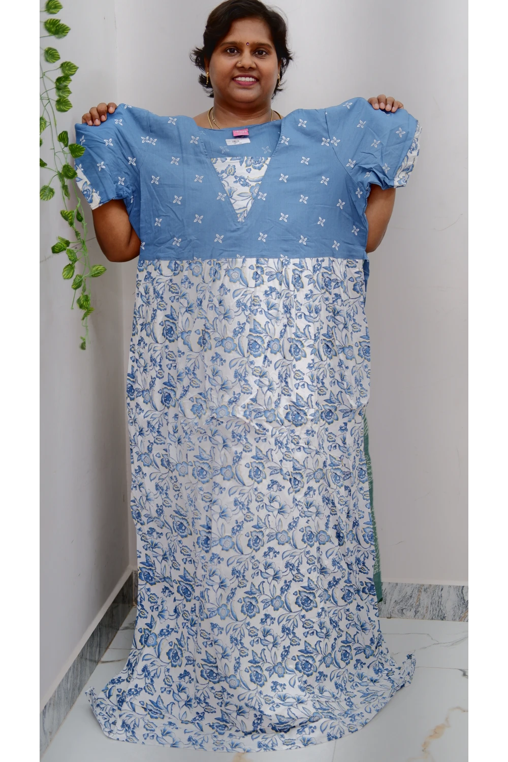 Premium V-Neck Cotton Frock for Women – Breathable & Skin-Friendly