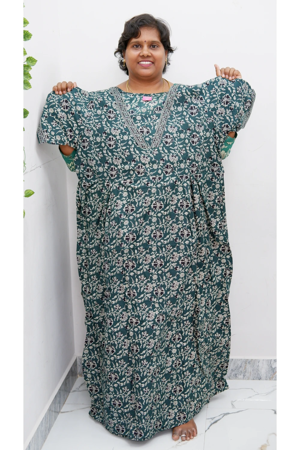 Premium V-Neck Cotton Frock for Women – Breathable & Skin-Friendly