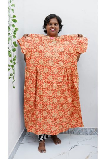 Premium V-Neck Cotton Frock for Women – Breathable & Skin-Friendly