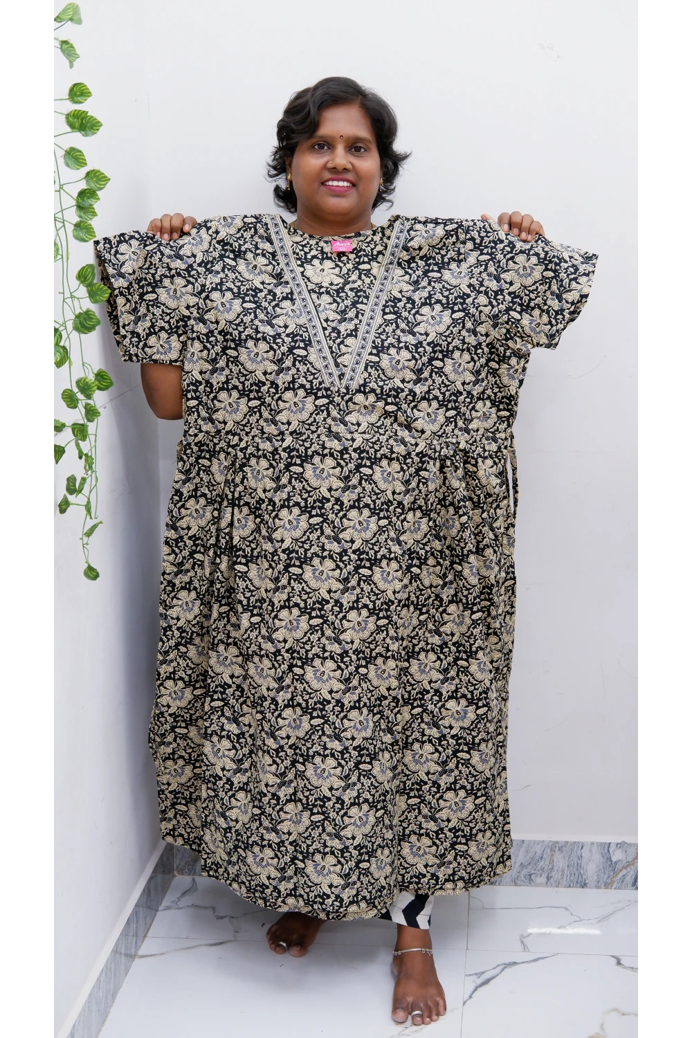 Premium V-Neck Cotton Frock for Women – Breathable & Skin-Friendly