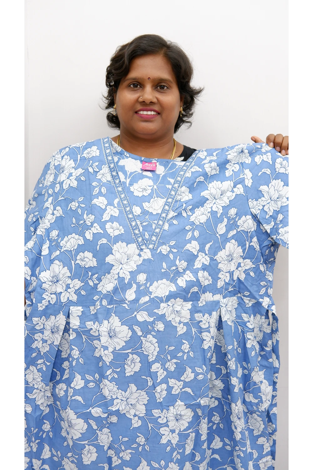 Premium V-Neck Cotton Frock for Women – Breathable & Skin-Friendly
