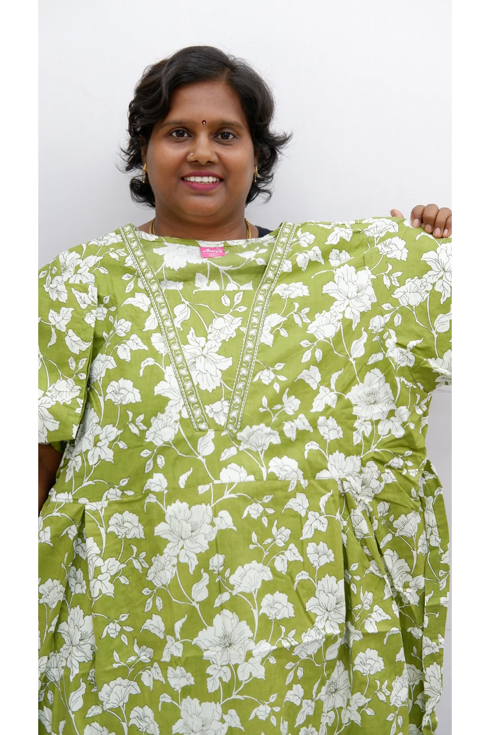 Premium V-Neck Cotton Frock for Women – Breathable & Skin-Friendly