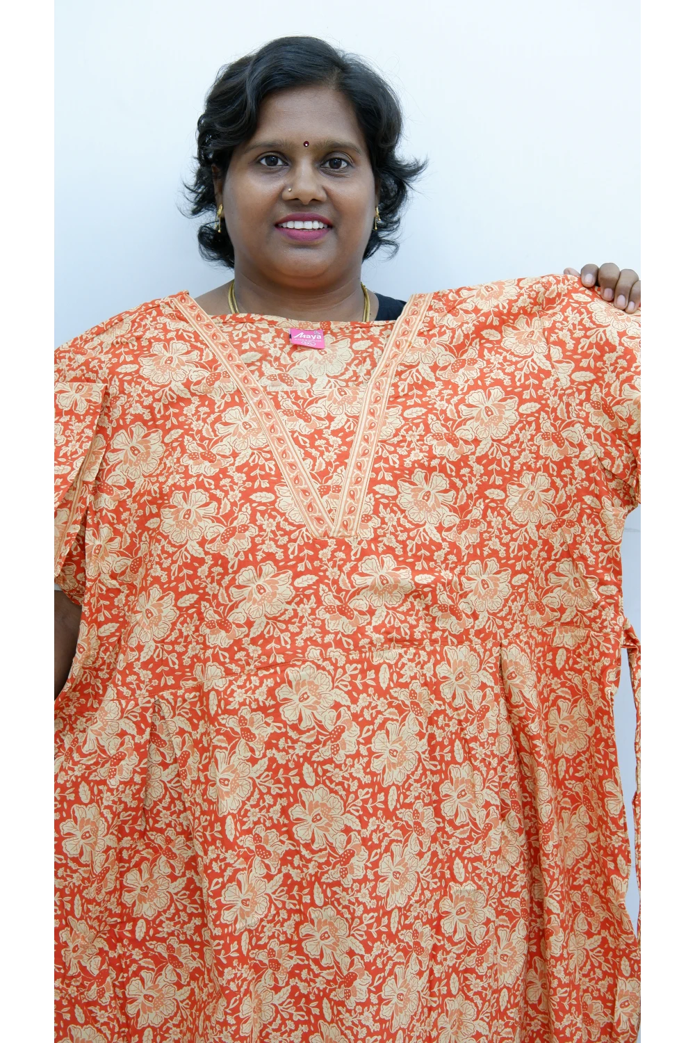 Premium V-Neck Cotton Frock for Women – Breathable & Skin-Friendly