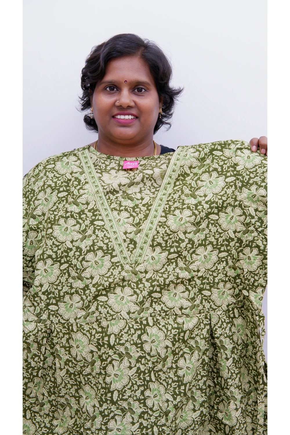 Premium V-Neck Cotton Frock for Women – Breathable & Skin-Friendly
