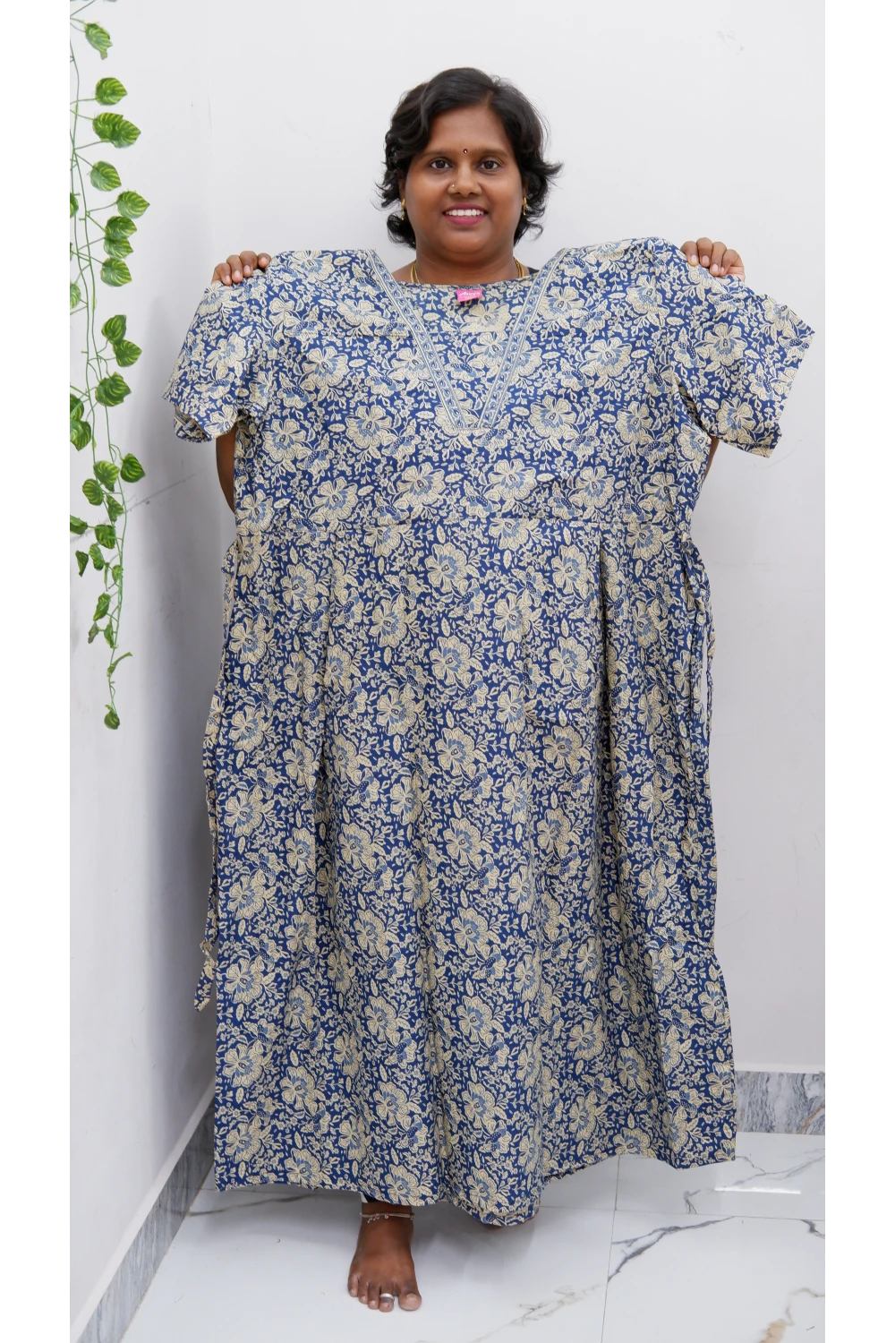 Premium V-Neck Cotton Frock for Women – Breathable & Skin-Friendly