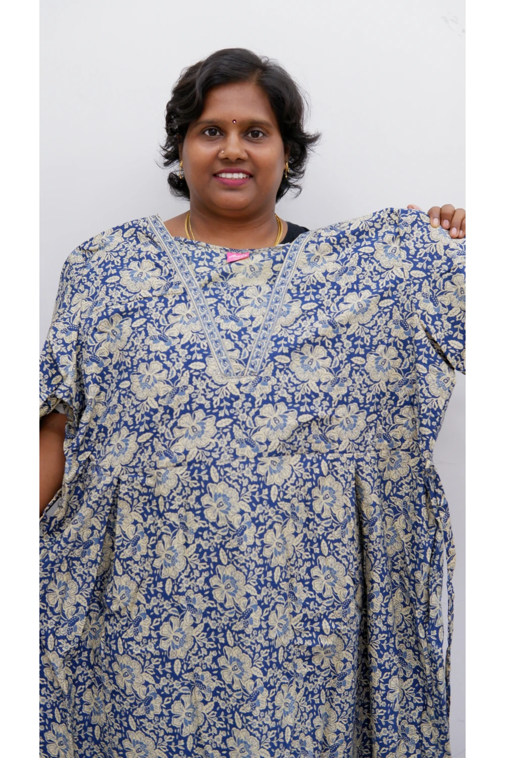 Premium V-Neck Cotton Frock for Women – Breathable & Skin-Friendly