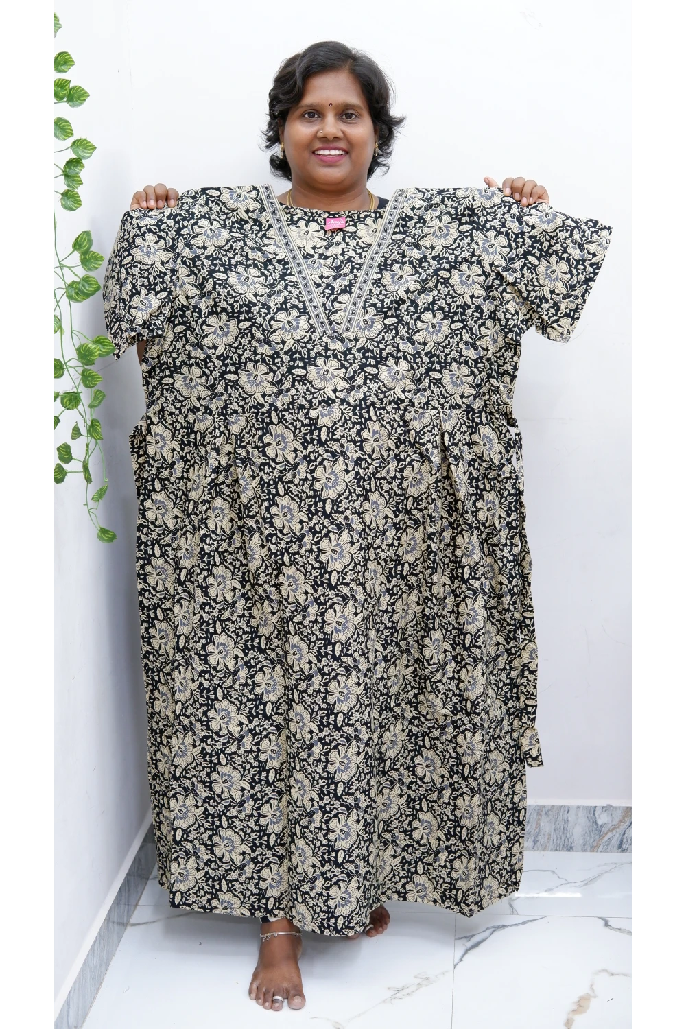 Premium V-Neck Cotton Frock for Women – Breathable & Skin-Friendly
