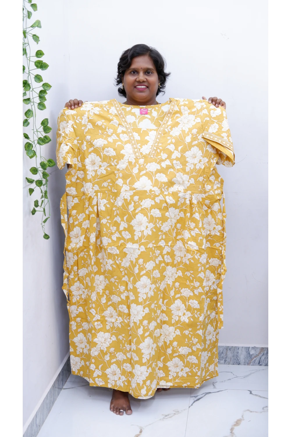 Premium V-Neck Cotton Frock for Women – Breathable & Skin-Friendly