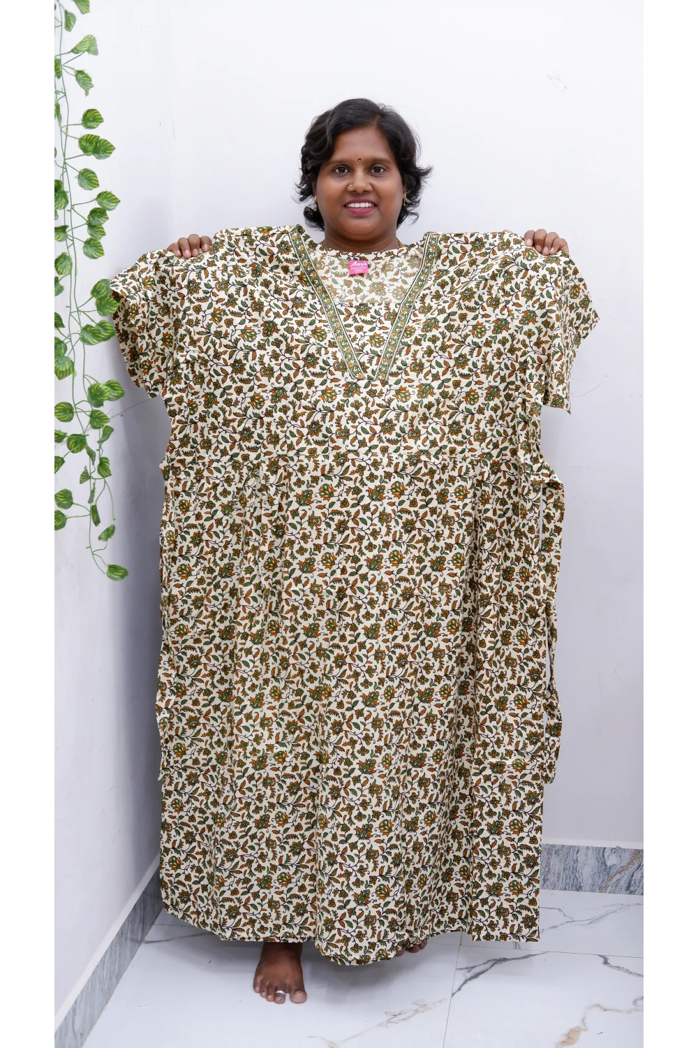 Premium V-Neck Cotton Frock for Women – Breathable & Skin-Friendly