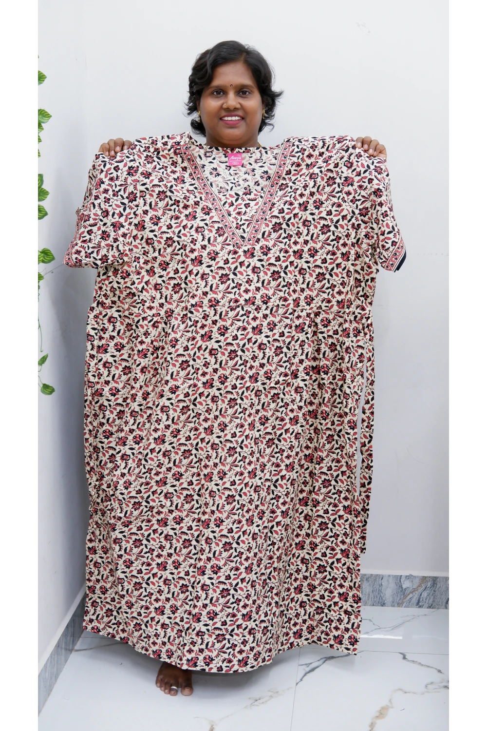 Premium V-Neck Cotton Frock for Women – Breathable & Skin-Friendly