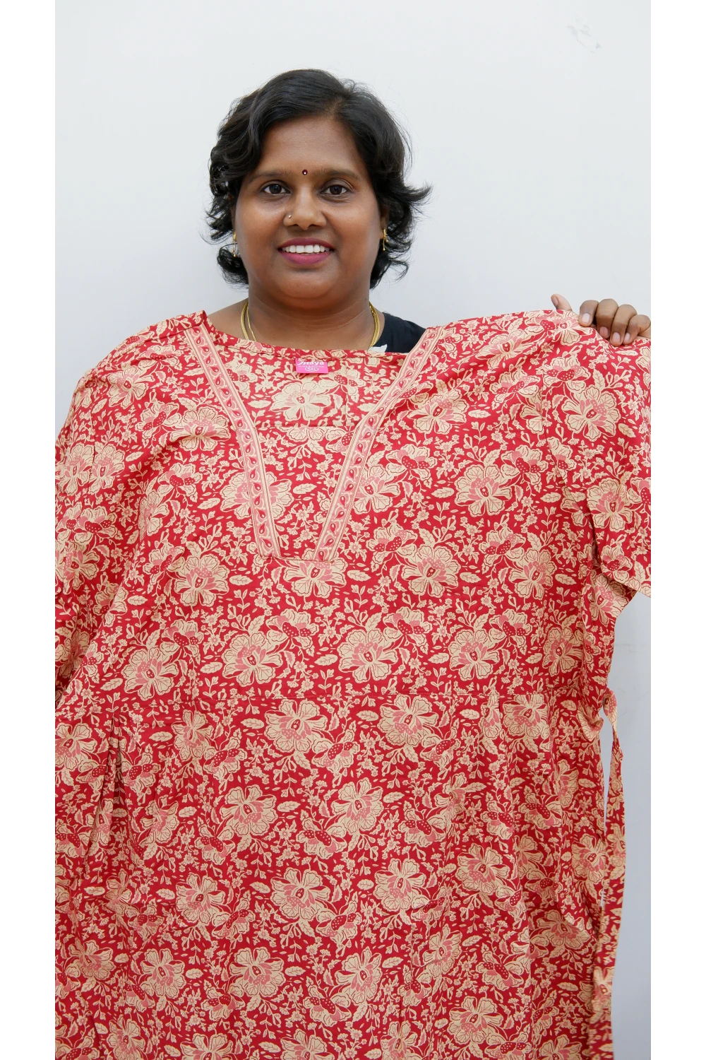 Premium V-Neck Cotton Frock for Women – Breathable & Skin-Friendly