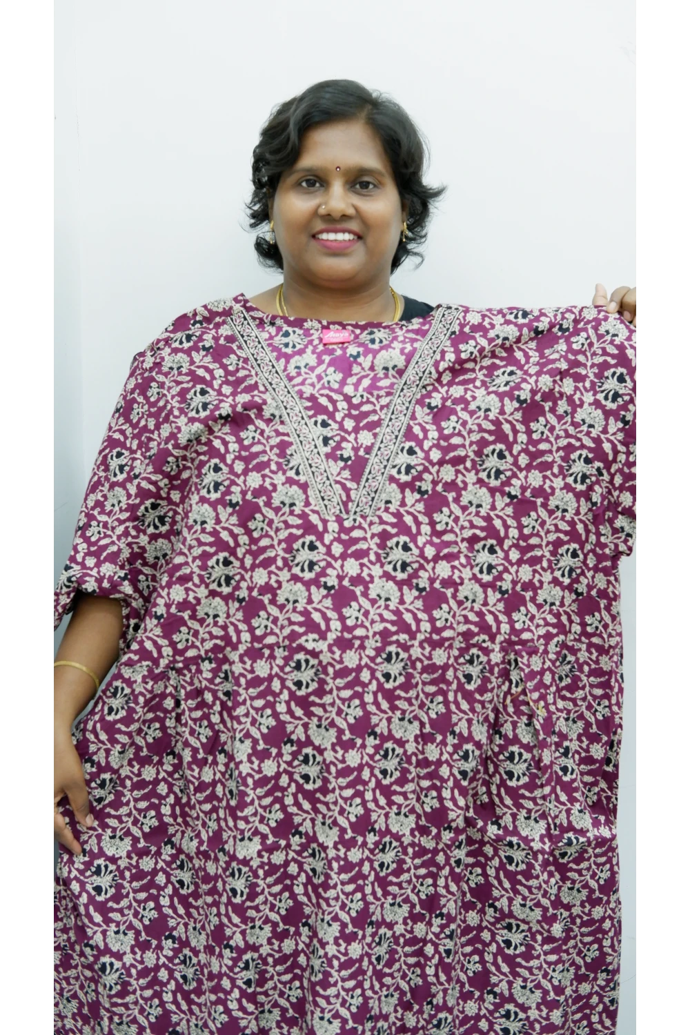 Premium V-Neck Cotton Frock for Women – Breathable & Skin-Friendly