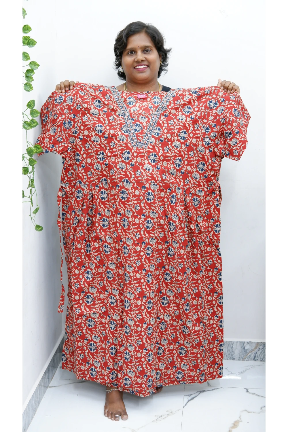 Premium V-Neck Cotton Frock for Women – Breathable & Skin-Friendly