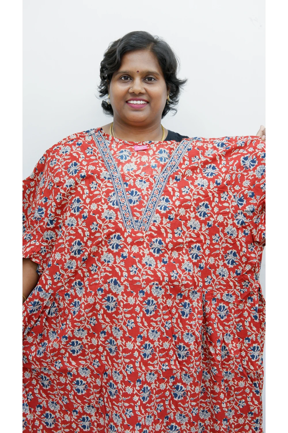 Premium V-Neck Cotton Frock for Women – Breathable & Skin-Friendly