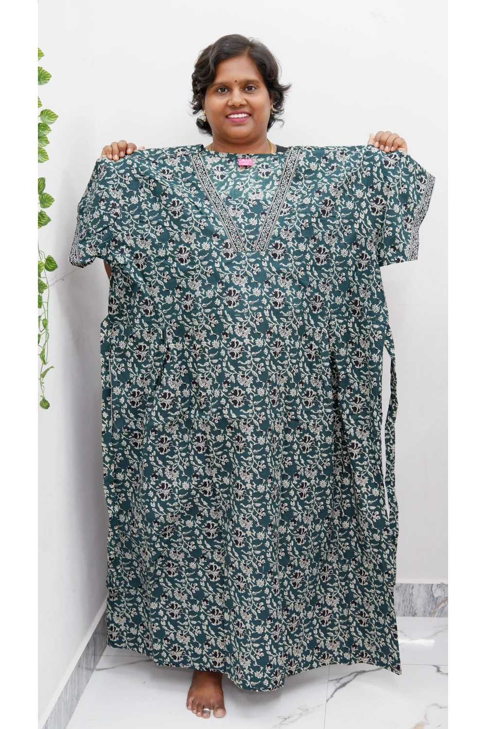 Premium V-Neck Cotton Frock for Women – Breathable & Skin-Friendly