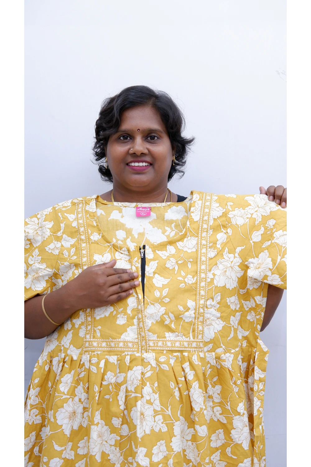 Midi Frock with Back Knot & Front Zip Jyothi Cotton Nighty