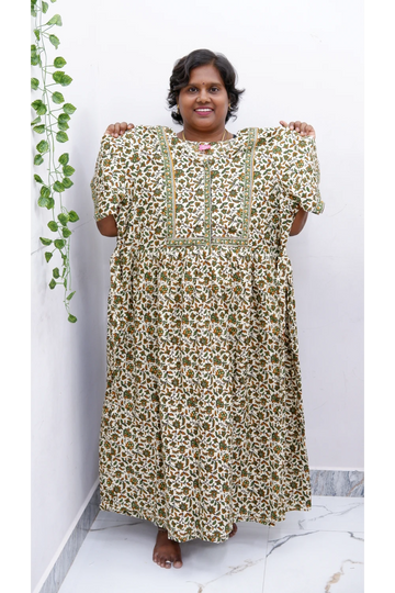 Midi Frock with Back Knot & Front Zip Jyothi Cotton Nighty