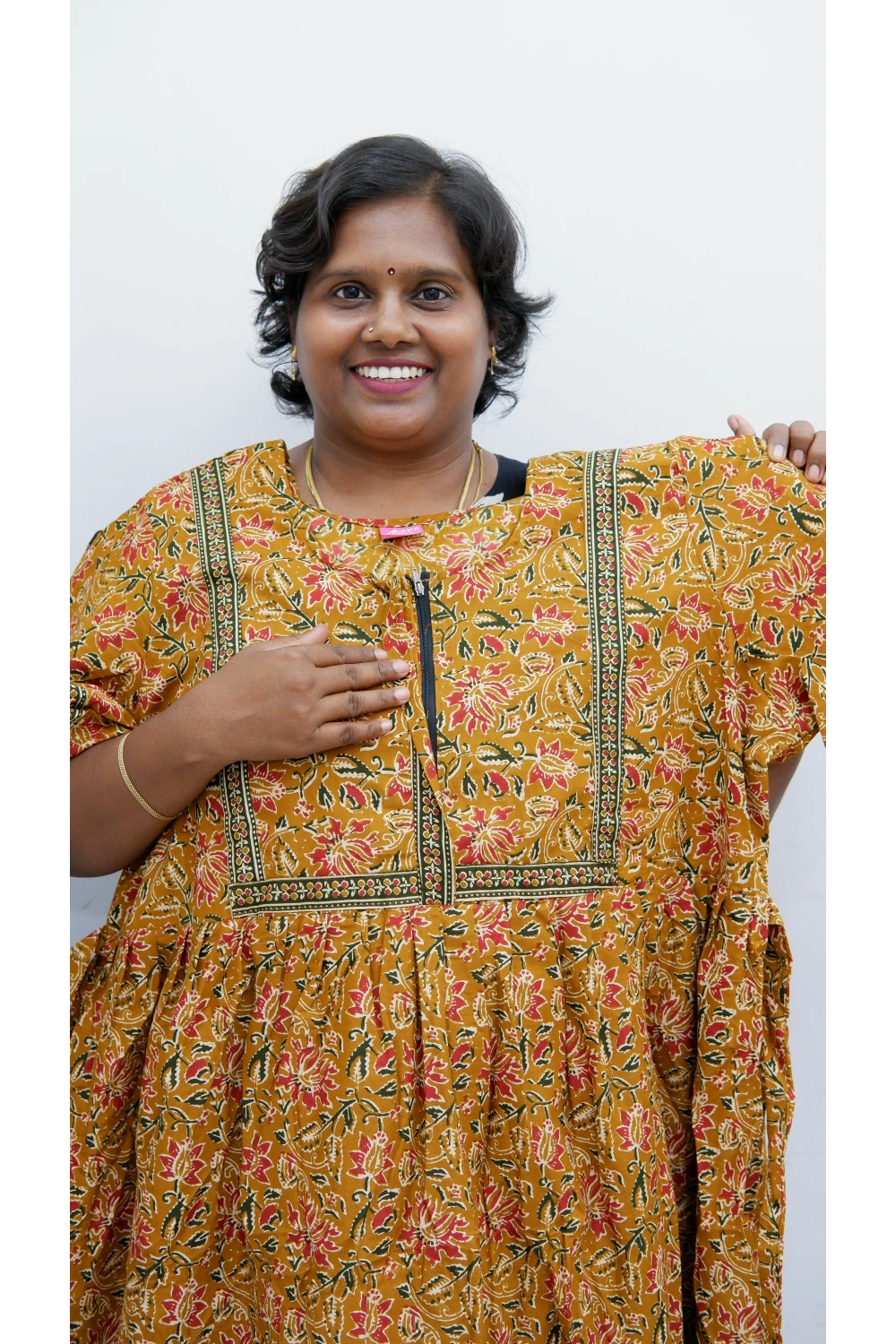 Midi Frock with Back Knot & Front Zip Jyothi Cotton Nighty