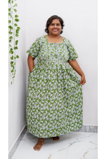 Midi Frock with Back Knot & Front Zip Jyothi Cotton Nighty