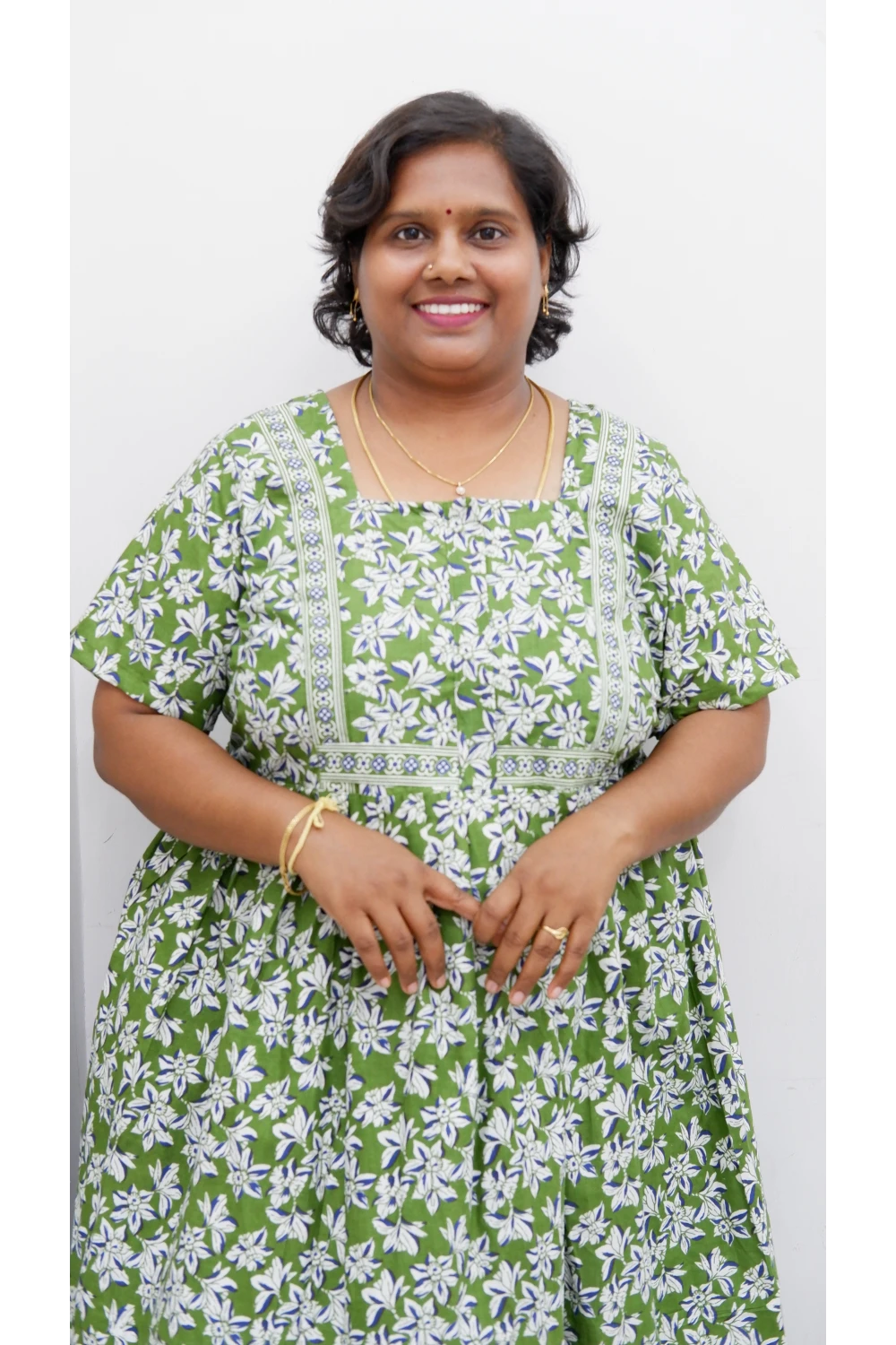 Midi Frock with Back Knot & Front Zip Jyothi Cotton Nighty