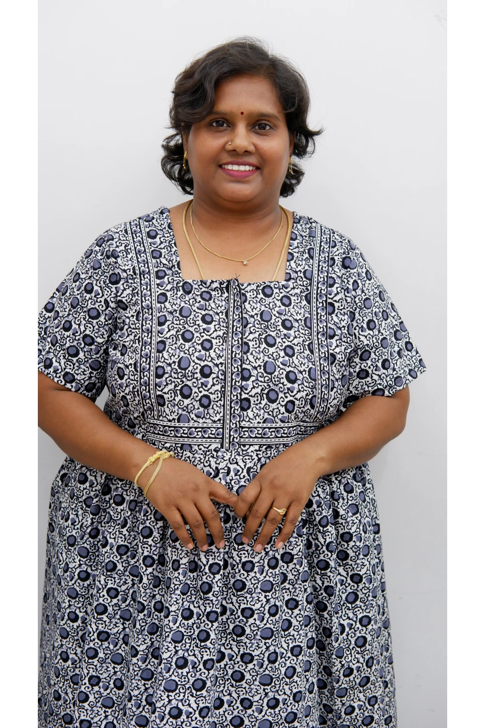 Midi Frock with Back Knot & Front Zip Jyothi Cotton Nighty