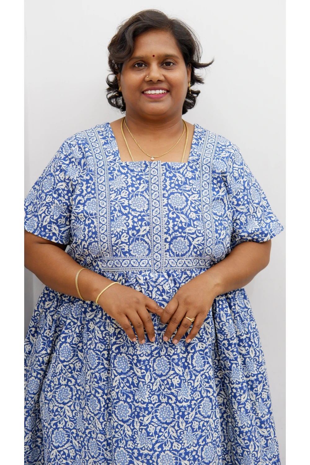 Midi Frock with Back Knot & Front Zip Jyothi Cotton Nighty