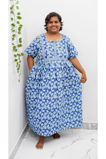 Midi Frock with Back Knot & Front Zip Jyothi Cotton Nighty