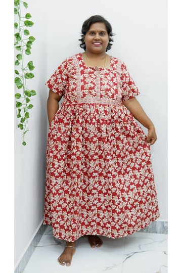 Midi Frock with Back Knot & Front Zip Jyothi Cotton Nighty