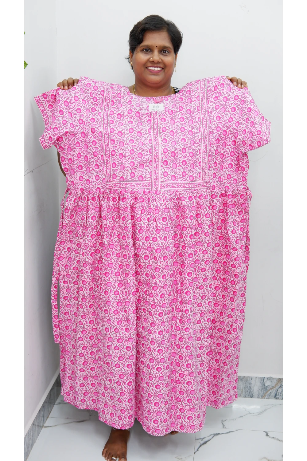 Midi Frock with Back Knot & Front Zip Jyothi Cotton Nighty
