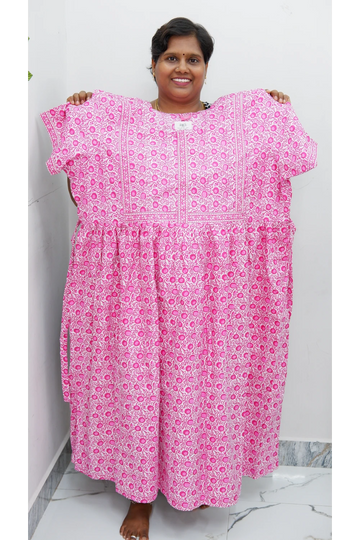 Midi Frock with Back Knot & Front Zip Jyothi Cotton Nighty