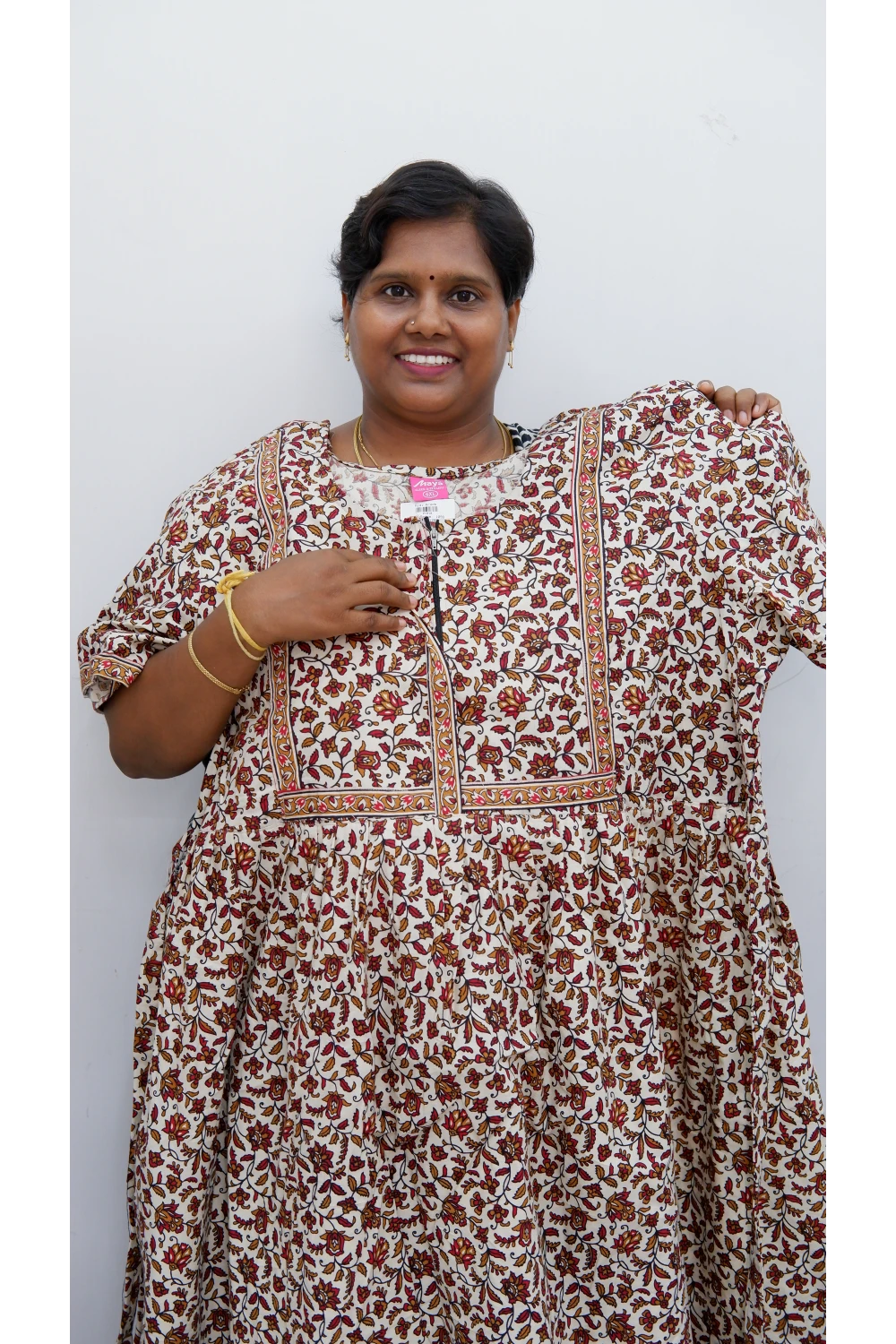 Midi Frock with Back Knot & Front Zip Jyothi Cotton Nighty