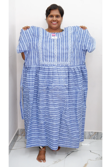 Midi Frock with Back Knot & Front Zip Jyothi Cotton Nighty