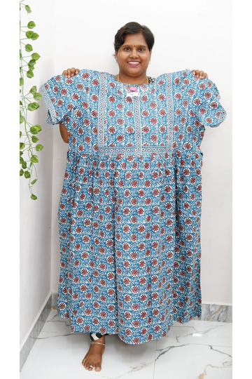 Midi Frock with Back Knot & Front Zip Jyothi Cotton Nighty