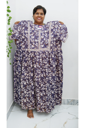 Midi Frock with Back Knot & Front Zip Jyothi Cotton Nighty