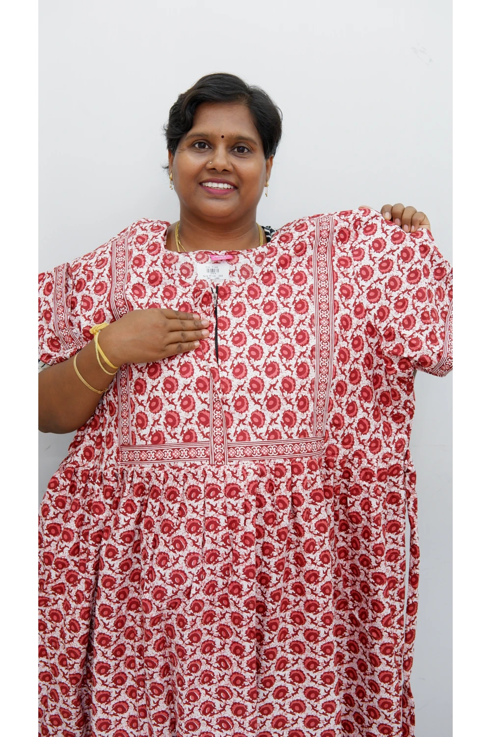 Midi Frock with Back Knot & Front Zip Jyothi Cotton Nighty