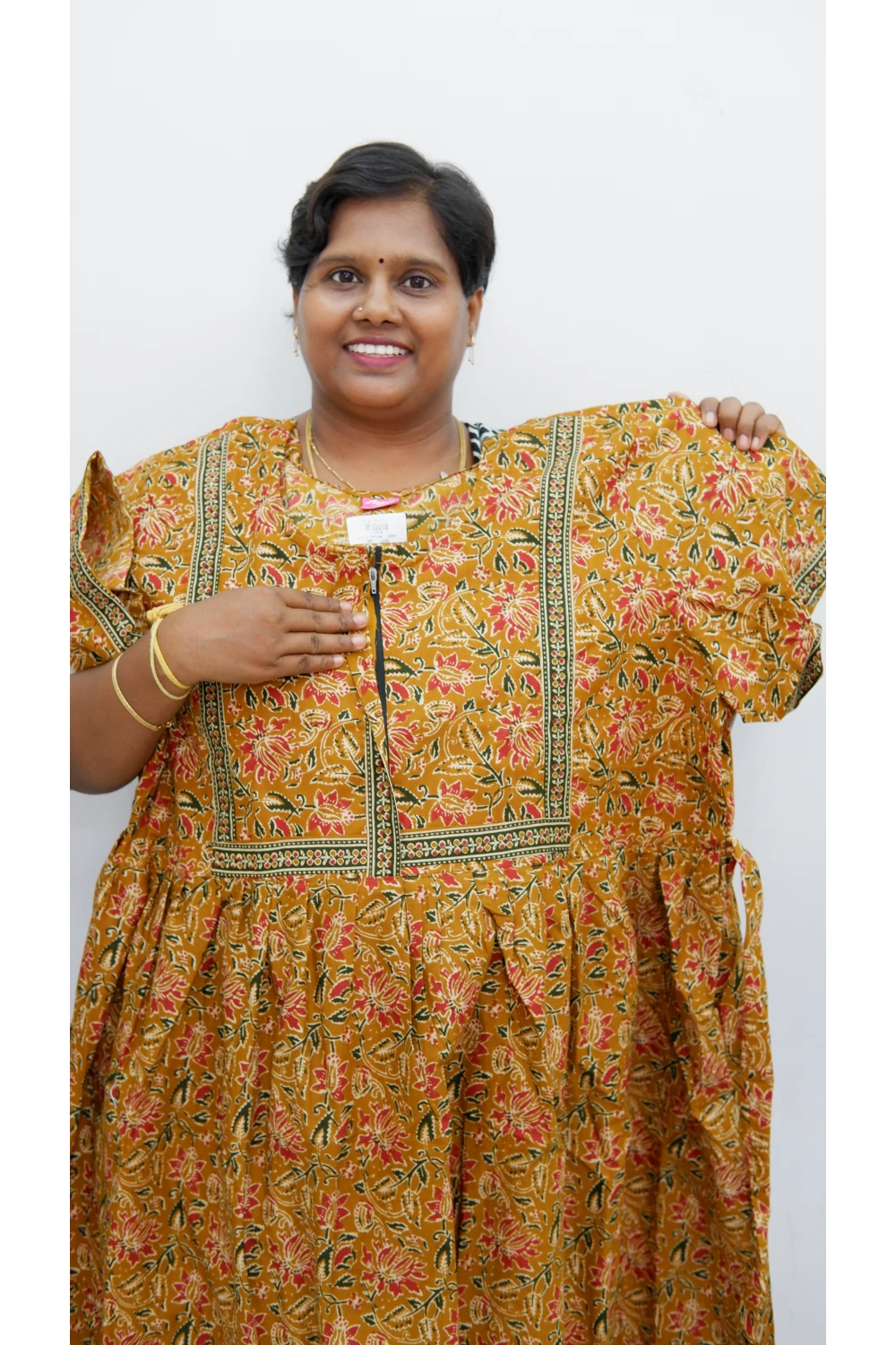 Midi Frock with Back Knot & Front Zip Jyothi Cotton Nighty
