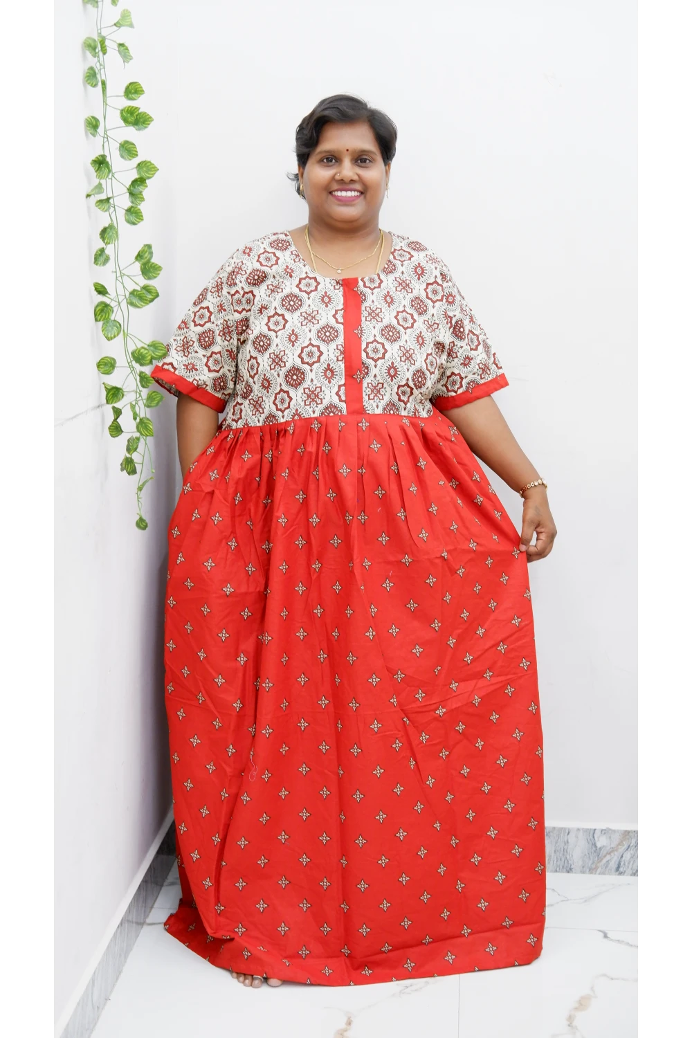 Frock Style Cotton Nighty – Soft & Flowing Fit