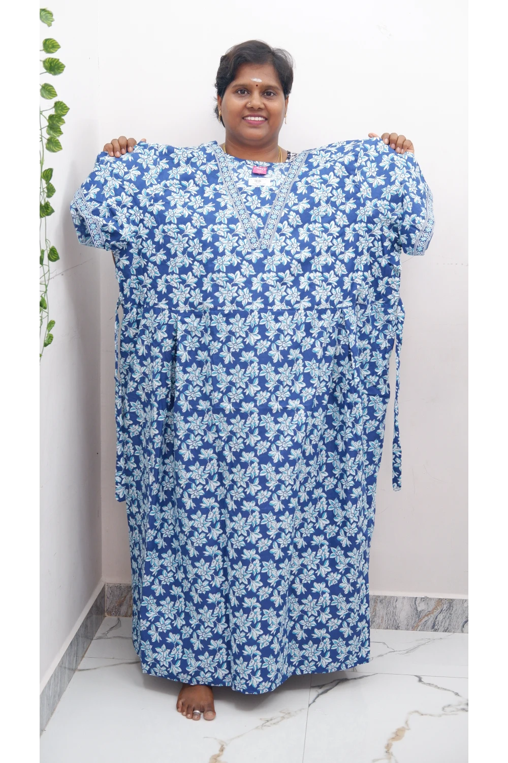 Premium V-Neck Cotton Frock for Women – Breathable & Skin-Friendly