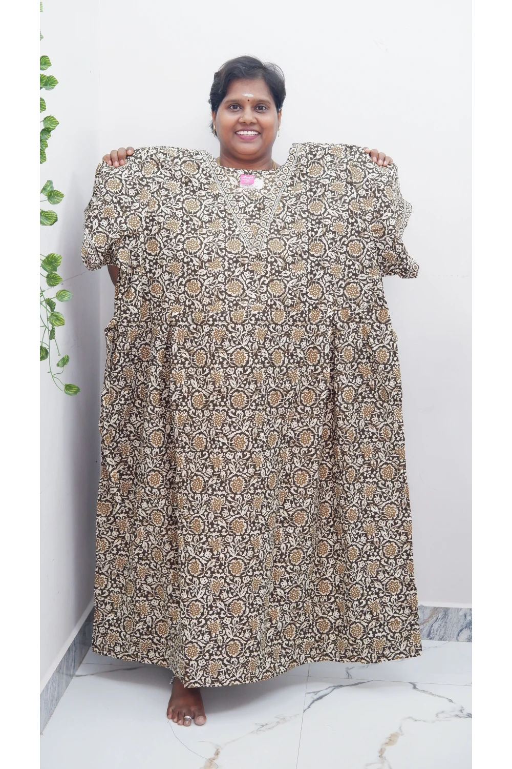 Premium V-Neck Cotton Frock for Women – Breathable & Skin-Friendly