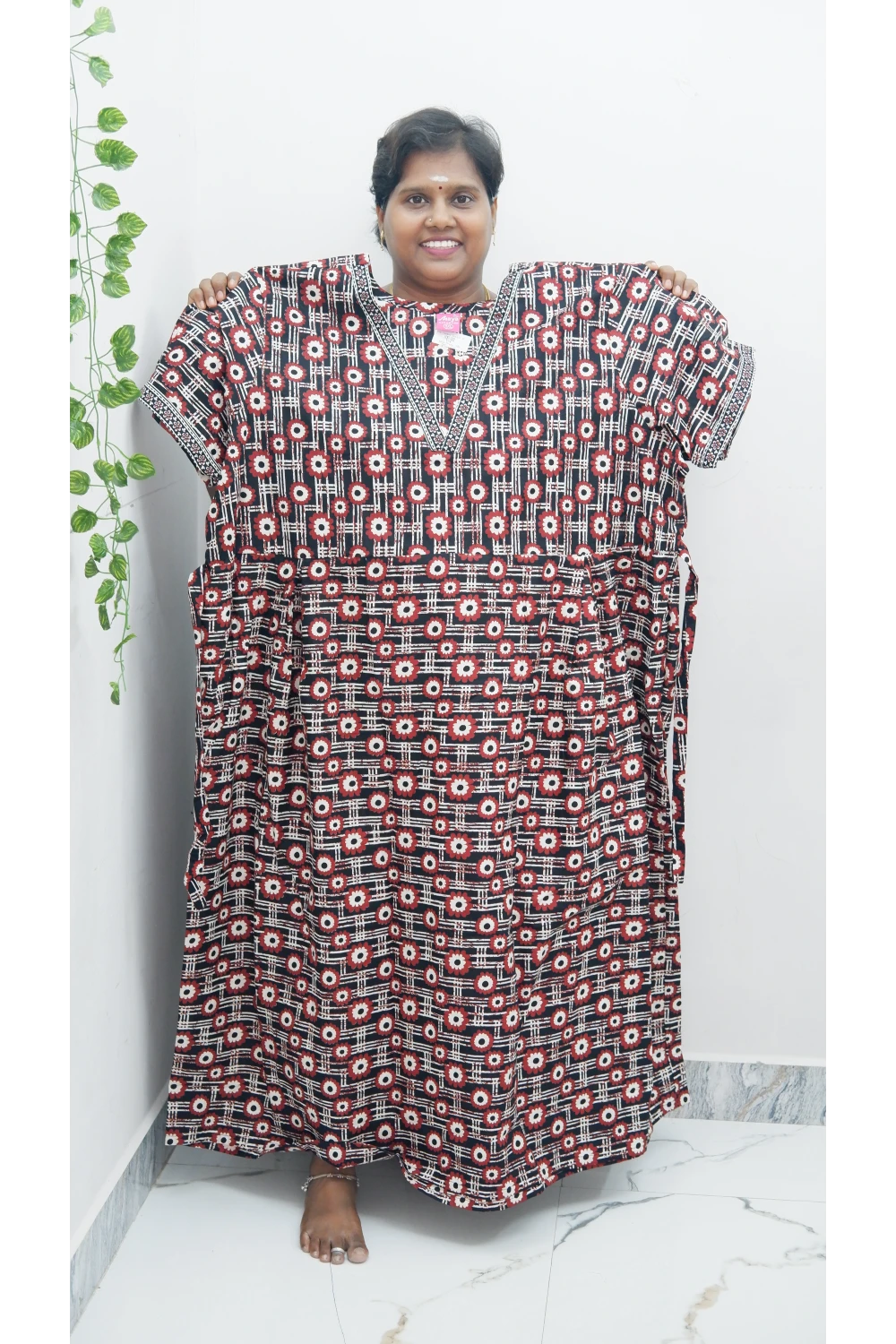 Premium V-Neck Cotton Frock for Women – Breathable & Skin-Friendly
