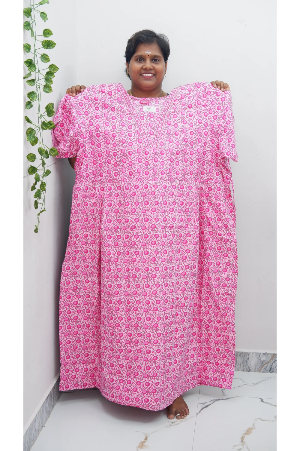 Premium V-Neck Cotton Frock for Women – Breathable & Skin-Friendly